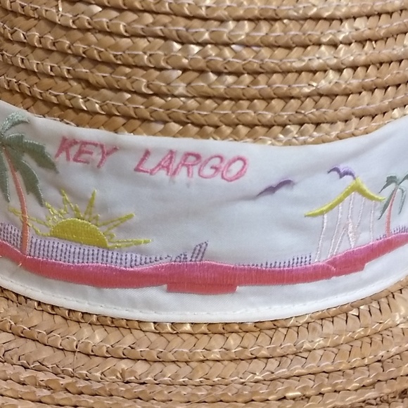 Key Largo embroidery bandana straw beach hat EUC - Picture 6 of 6